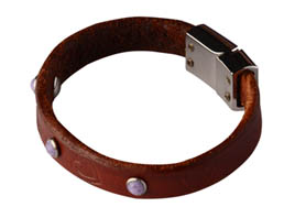 leather bracelet with purple stones